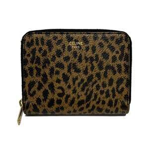 Celine Compact Zip Wallet Coin Case 10B663BNT.19BB Brown Black